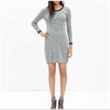 Madewell Ribbed Tee Sweater Dress Gray Black Marled Long Sleeve size XS C9638 AO