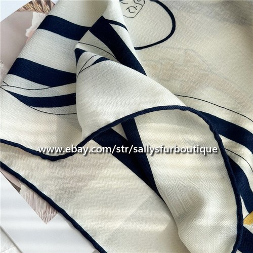 Sallys Boutique 70% Cashmere 30% Silk Wrap Scarf Horses Print 2 Face Shawl 53" - Picture 11 of 39