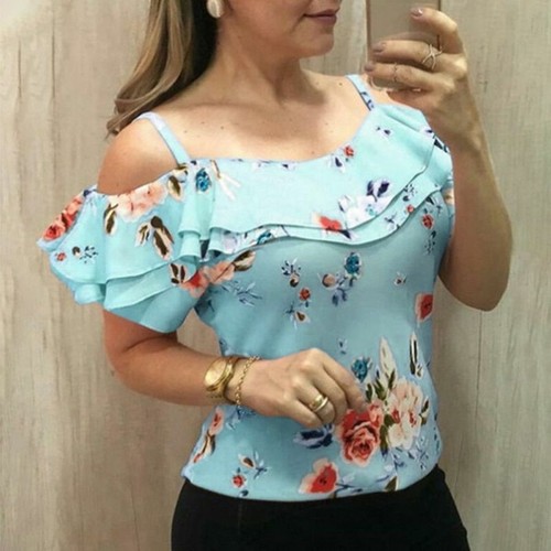 Blusas De Mujer Camisas Moda Blusa Elegante Casual Manga Corta Nueva Camisa  Tops | eBay