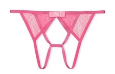 Pantaloni guanciali Victorias Secret Hollywood rosa a rete a pois taglia L fiocchi aperti con cinturino