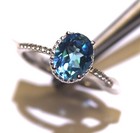New 925 Sterling blue  topaz  gemstone ring 1.9g with white syn . sapphires — photo 5
