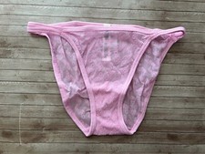 PINK Victorias Secret Logo Mesh Strappy Cheeky Panty Pink Bubble S Nwt