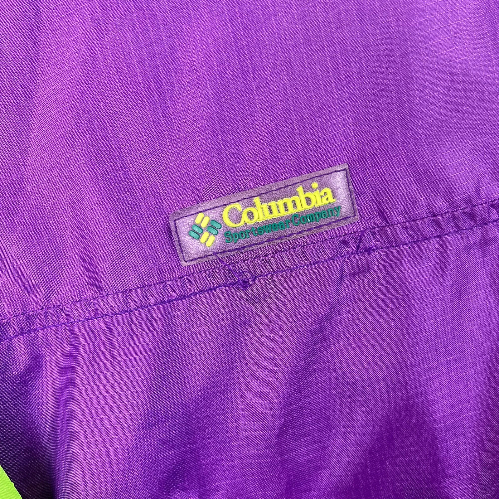 Vintage 90's Columbia Colourblock Windbreaker Jacket Purple Green Large image 5