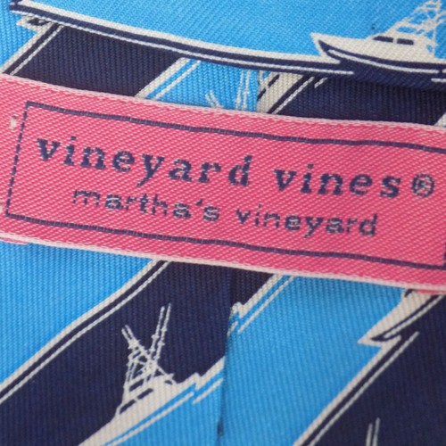 Vineyard Vines Mens Caribbean Blue Sportfishing Tie Stripe Boat w/Tag - Picture 5 of 9