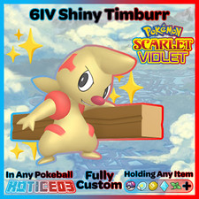 TIMBURR ✨ SHINY 6IV ✨ Pokemon SCARLET and VIOLET Teal Mask DLC - lv1 Max 31 IVs