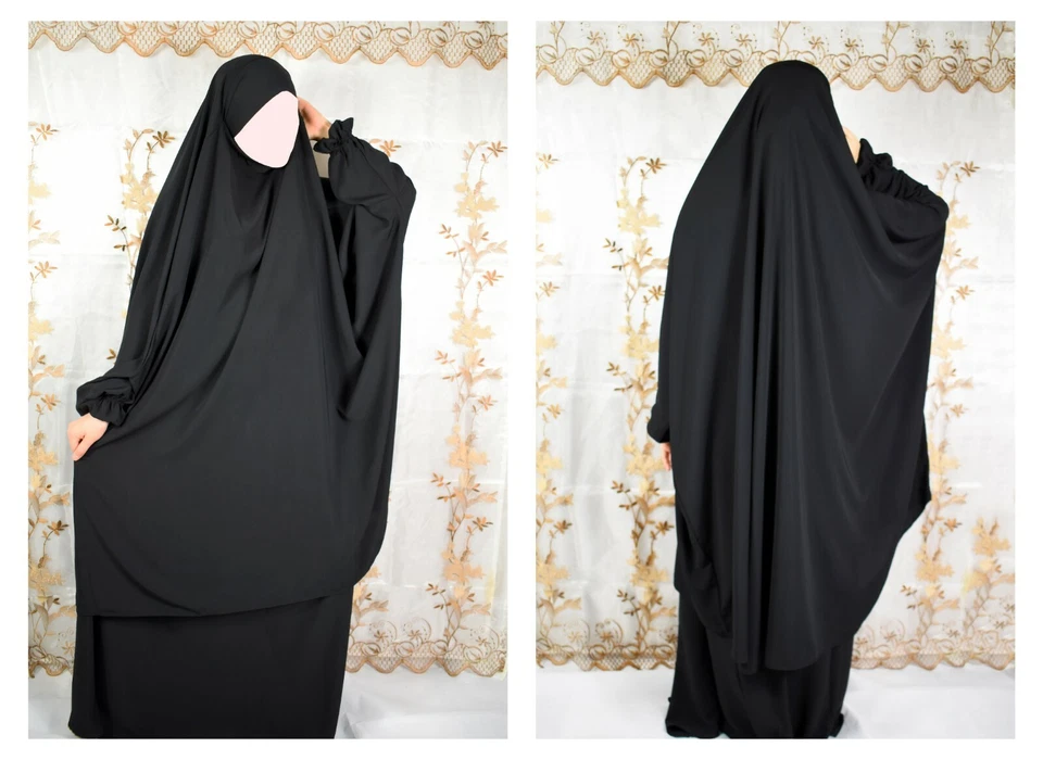 2 Piezas/1 pieza Sarah Jilbab Mujeres Abaya Maxi Vestido Suelto Manga Larga Vestido Islámico Foto 4 de 4