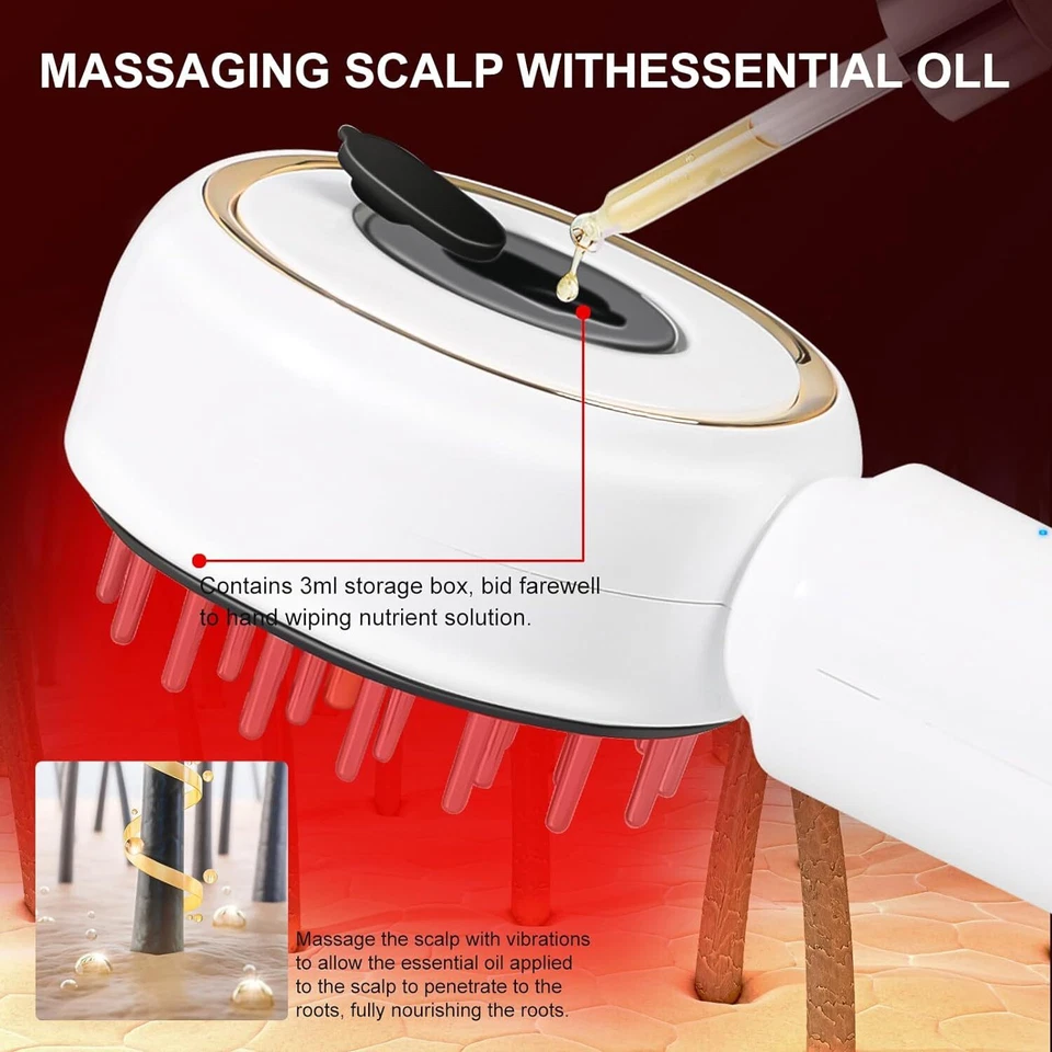 Electric Massage Comb Red Light Therapy Hair Oil Applicator Scalp Massager Brush - Image 3 of 4