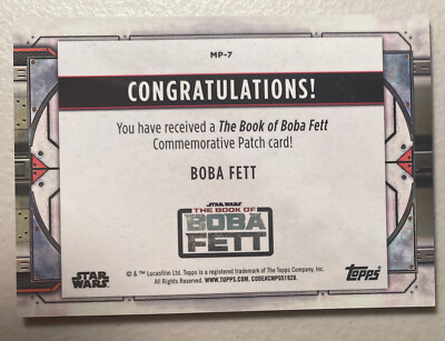 2022 Topps Star Wars The Book Of Boba Fett Boba Fett Patch Card MP