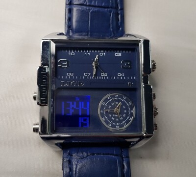 LIGE WW1734 HERREN DREIMAL ANALOG DIGITAL UHR EDELSTAHL UNIKAT *LESEN