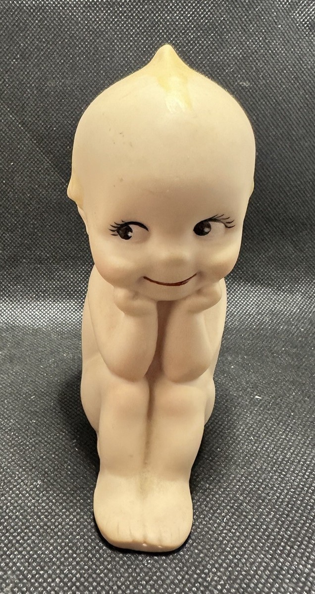 Vintage Porcelain Bisque Thinking Kewpie Doll Figurine w Angel