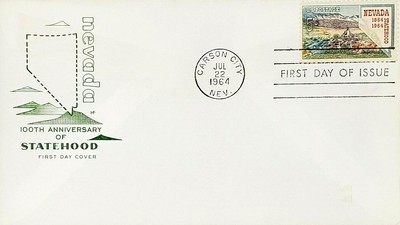 FDC 100 Anniversary Nevada Statehood 1964 5c Scott #1248 HF Cachet