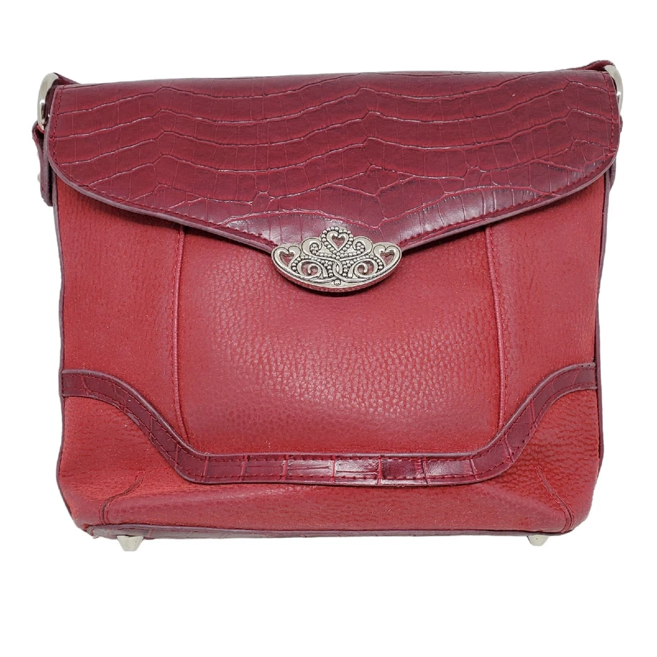 Coldwater Creek Womens Bag Purse Red Croc Emboss Faux Leather Magnetic Snap Stud - Image 2 of 4