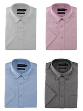 Image of Double Two Mens Short Sleeved Non-Iron Oxford Cotton Rich Shirt (4900) 14.5-23