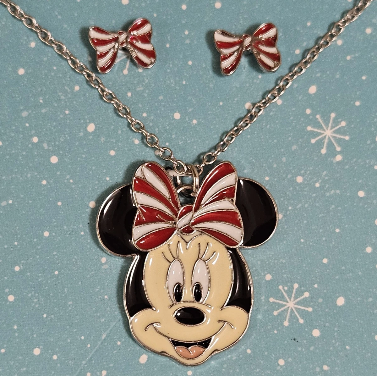 Minnie mouse necklace and shop earring set