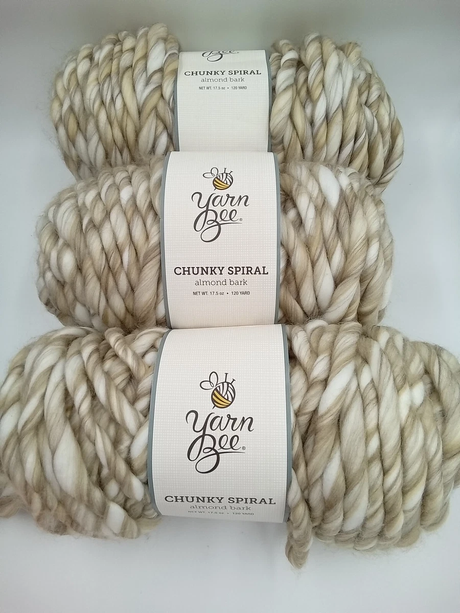 3 Skeins Yarn Bee Chunky Spiral Almond Bark color Super Jumbo- 7 Hobby  Lobby