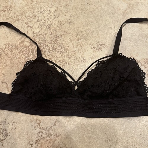 Black Lace Bralette, Cross Front Design, Xs - Picture 1 of 7