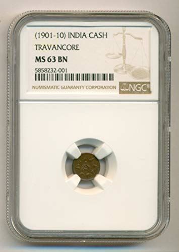 India - Travancore (1901-10) Cash MS63 BN NGC - Foto 1 di 4