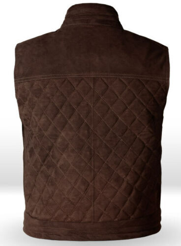 Lujo Nuevo Para hombres Marrón Gamuza Piel de Cordero Chaleco Abrigo Causal Elegante Chaleco - Imagen 3 de 8