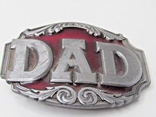 Vtg DAD Siskiyou Belt Buckle Co. 1987 Red Enameled RETRO Gift Novelty USA -A15