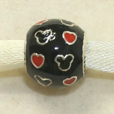 New Authentic Pandora Charm Disney Mickey Mouse & Heart 791477ENMX W Suede Pouch