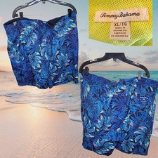 Tommy Bahama Men's Baja Bloomin' Essence Ocean Deep Board Shorts Sz XL UPF 30