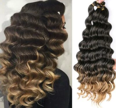 18" Deep Wave Bulk Hair Braids Ocean Wave Afro Curly Crochet Hair Extensions