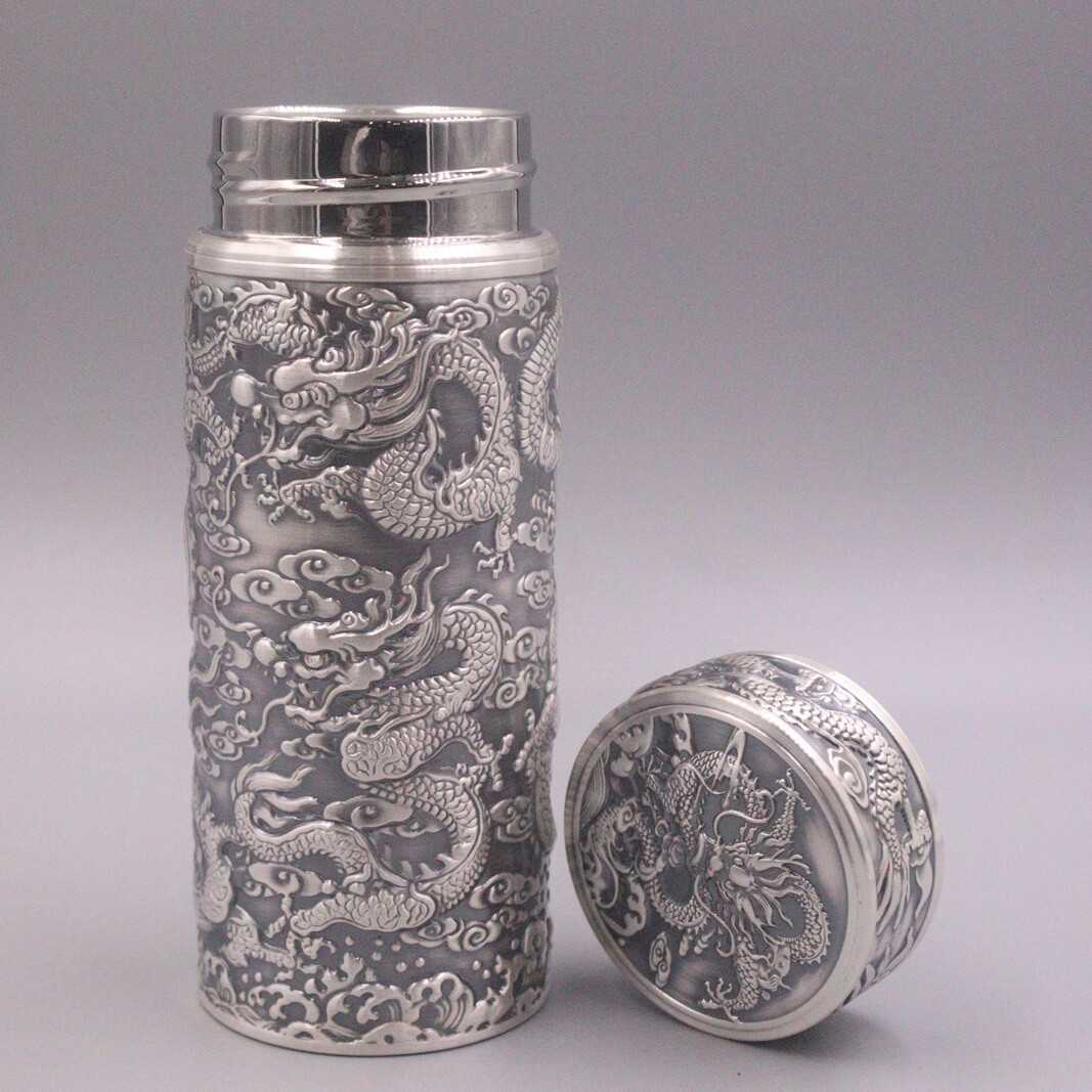 999 Pure Silver Water Cup Dragon Fine Silver Inner Container