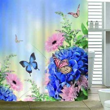 Good Blooming Flowers 3D Shower Curtain Waterproof Fabric Bathroom Decoration