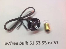 AuVeCo # 8761 Pigtail socket small bulb w/FREE BULB 51 53 55 57 1867 dash light 
