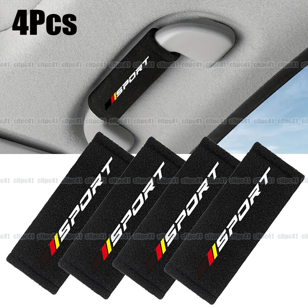 4Pcs Black Car Interior Decor Roof Handle Armrest Protective Cover Accessories