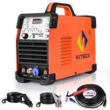 HITBOX Aluminum AC/DC TIG Welder 220V 200A Digital MMA TIG Welding Machine Pulse