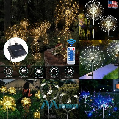 150/200 LED Solar Fireworks Fairy Light Waterproof Garden Path Yard Decor Lamp