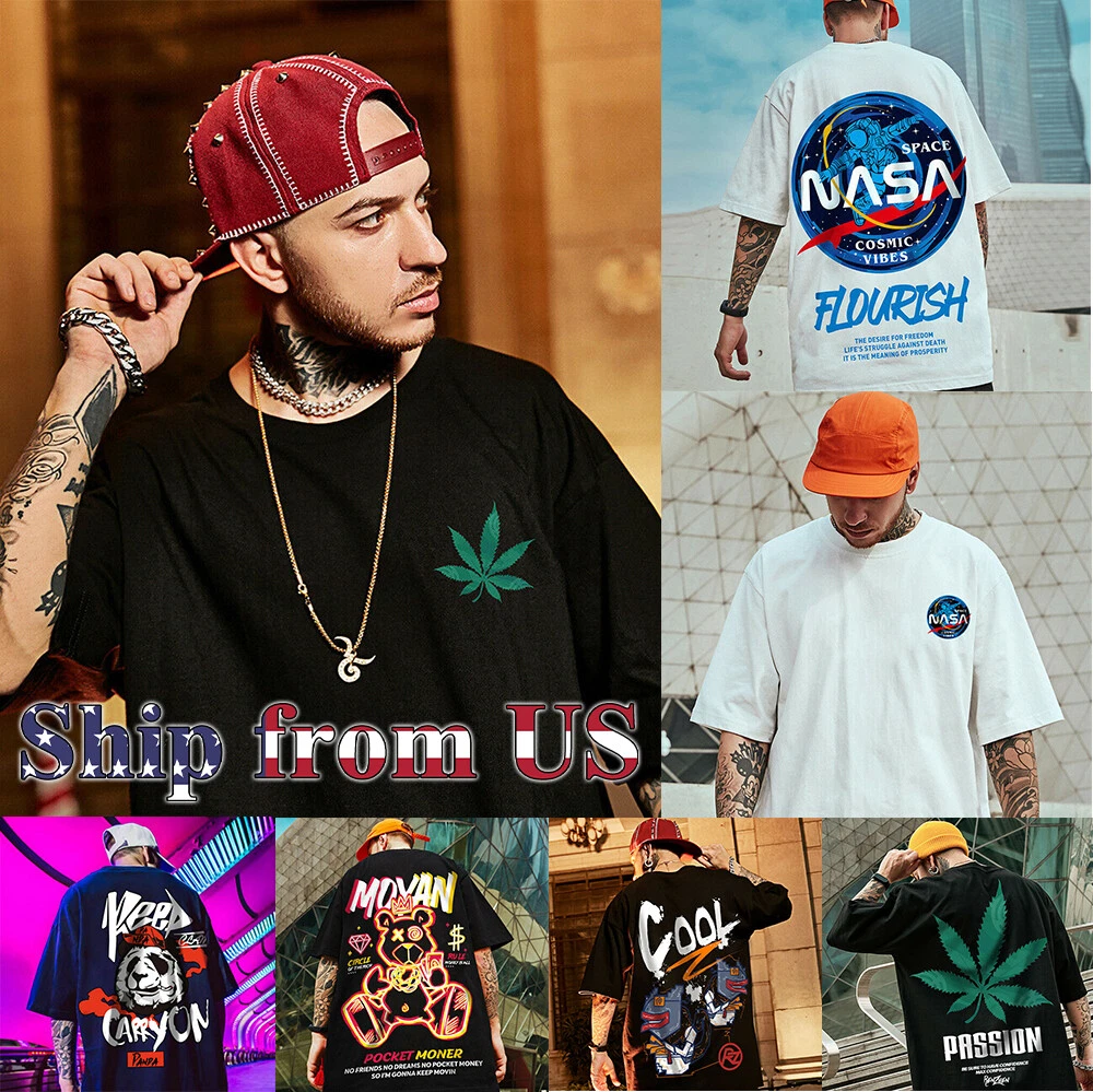 ON SALE!! Men Casual Streetwear Hip Hop Fashion Sleeve Graphic T-Shirt Tee |