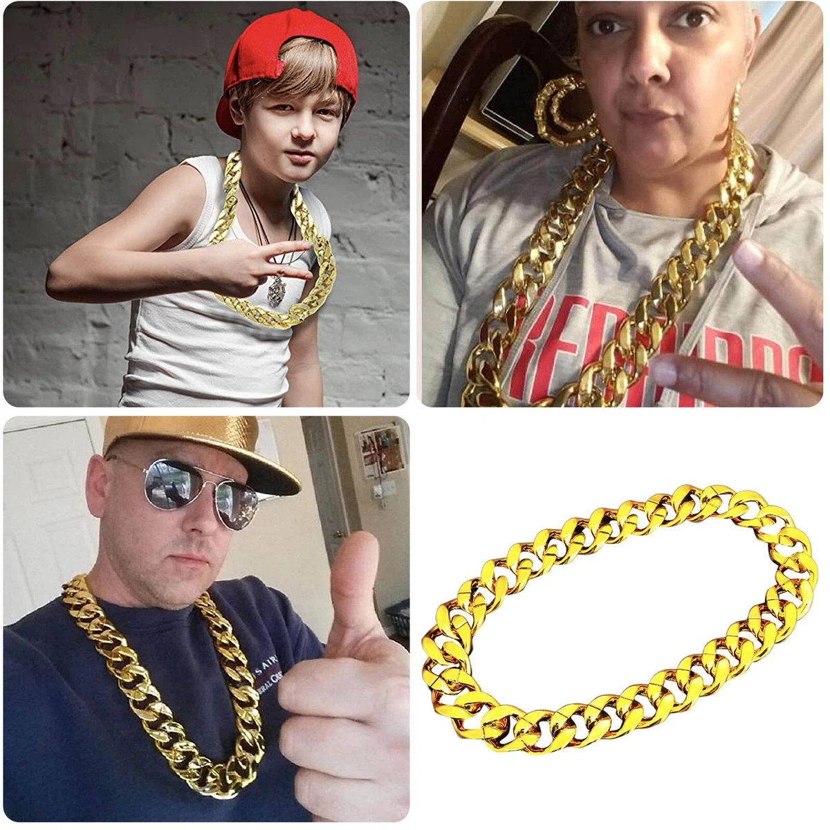 Funny Gift Plastic Chunky Gold Necklace For Men Women Gold Chain 80s 90s Rapper