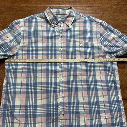 Michael Bastian Button Up Shirt Mens L Blue Tartan Plaid Short Sleeve Preppy Dad - Picture 8 of 15