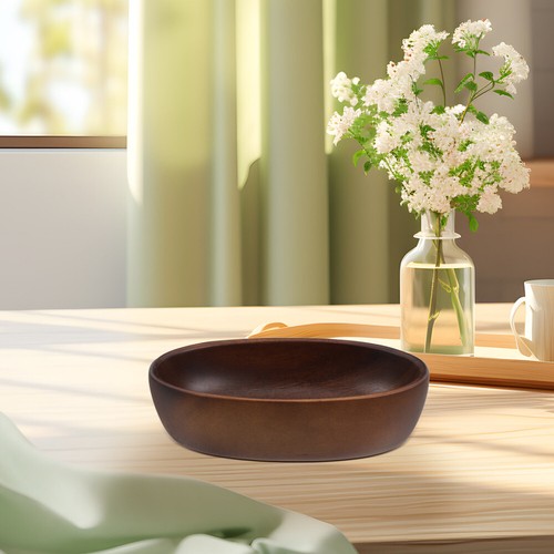 Boat-shaped Wooden Bowl Extra Large Salad Fruit for Kitchen Counter - Picture 4 of 12