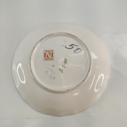 Napcoware Japan Mini White Saucer No. 8817 Set Red Gold Sticker VGC Vtg Dish Art - Picture 7 of 10
