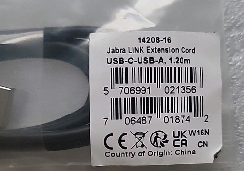 Jabra Link Extension Cord: USB-C to USB-A 14208-16 1.20m - Zdjęcie 6 z 6