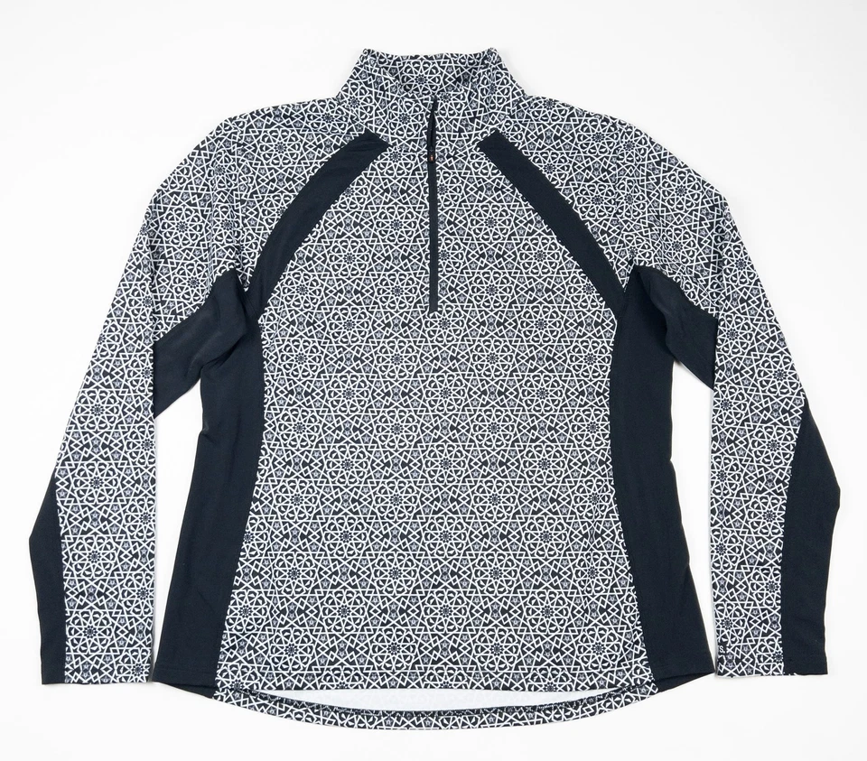 Kerrits Riding Shirt Women's XL Black Geometric 1/4 Zip Mock Neck Pullover Top - Image 2 of 4
