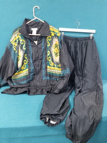 Vintage 80s/90s Lauren Brooke Nylon Windbreaker & Track Pants Set - 2X & XL