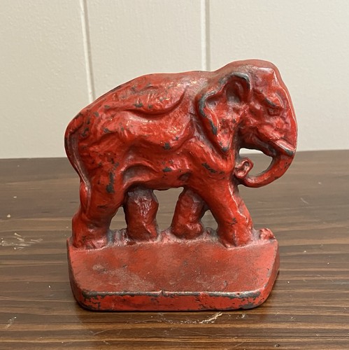 Antique Cast iron Red Elephant door stop bookend