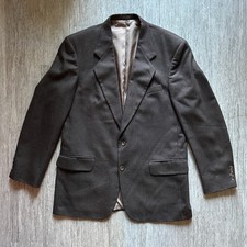Vintage Oscar de la Renta Brown Houndstooth 100 Wool 90s Blazer Jacket 43 Long