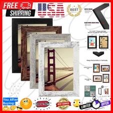 4x6 Picture Frame Distressed Farmhouse Wood Pattern Set of 4,Display 3.5x5 wi...