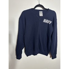 U.S. Navy Men's Medium Navy Blue Sweatshirt Vintage Soffee Made in USA Crewneck
