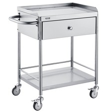 VEVOR Medical Cart 2-Layer Stainless Steel Cart 220 lbs Weight Capacity, Lab Uti