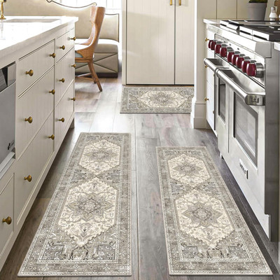 Boho Washable Kitchen Rugs Sets of 3, Non Slip Kitchen Mats for Floor with Rubbe