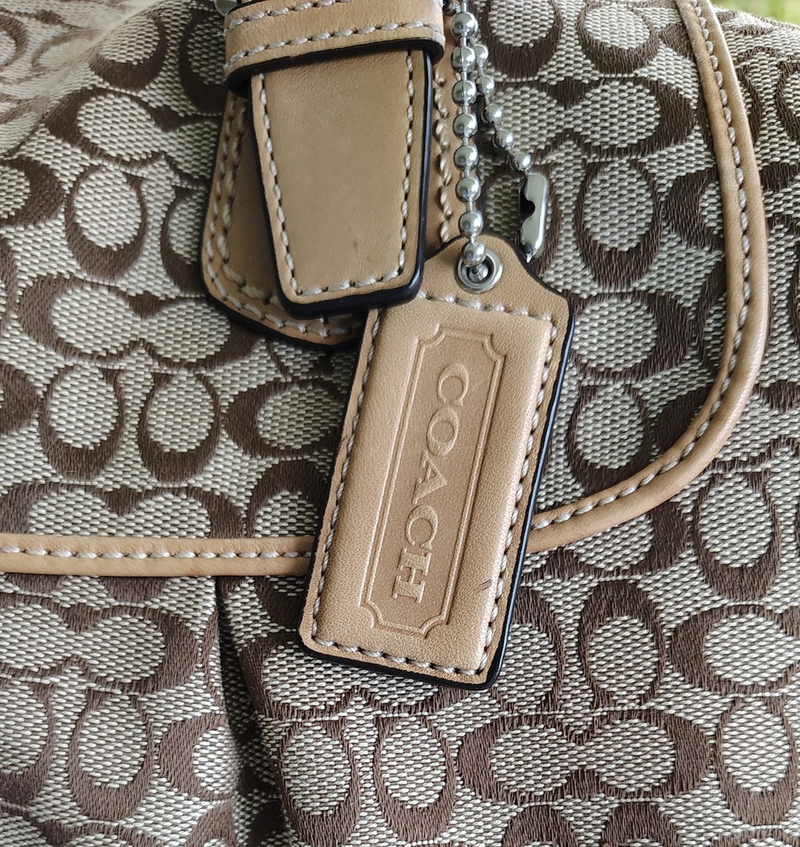 COACH バック Coach F77154 Vintage XL Signature C Canvas w/Vachetta Leather Trim