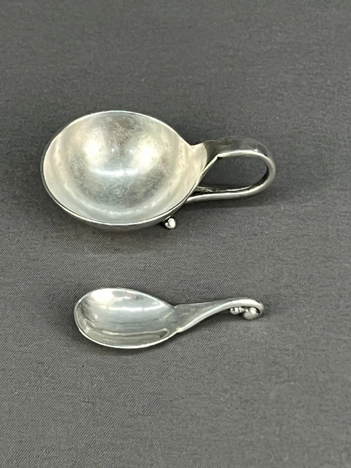 Georg Jensen Sterling Salero(s) Individual(es) + Cuchara(s) No. 110 Dinamarca Foto 4 de 4
