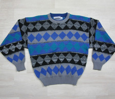 Vintage 90s Grandpa Sweater Men's L Geometric Print Grunge Saturdays