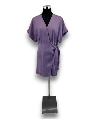 & Other Stories Damen Wickelkleid kurz  Purple Gr. 40 100% Leinen Blusenkleid